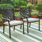 Ensemble de salle à manger de patio en aluminium moulé 7 pièces MAISON ARTS avec table rectangulaire extensible et 6 chaises en aluminium moulé