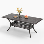 Ensemble de salle à manger de patio en aluminium moulé 7 pièces MAISON ARTS avec table rectangulaire extensible et 6 chaises en aluminium moulé