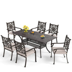 Ensemble de salle à manger de patio en aluminium moulé 7 pièces MAISON ARTS avec table rectangulaire extensible et 6 chaises en aluminium moulé