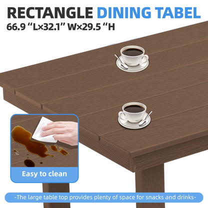 Ensemble de 7 tables à manger d'extérieur en PEHD avec trou pour parasol - 1 table et 6 chaises