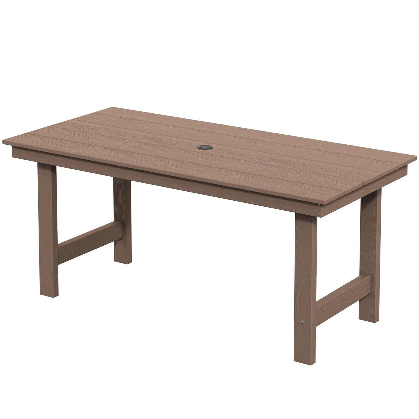 Ensemble de 7 tables à manger d'extérieur en PEHD avec trou pour parasol - 1 table et 6 chaises