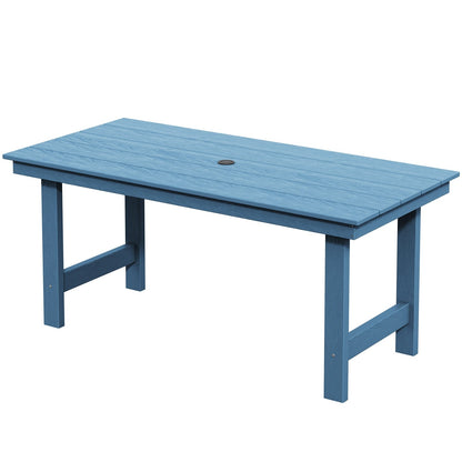 Ensemble de 7 tables à manger d'extérieur en PEHD avec trou pour parasol - 1 table et 6 chaises