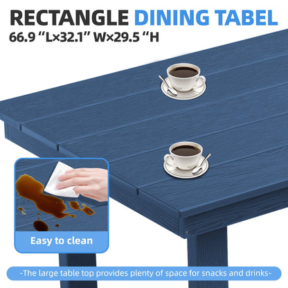 Ensemble de 7 tables à manger d'extérieur en PEHD avec trou pour parasol - 1 table et 6 chaises
