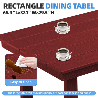 Ensemble de 7 tables à manger d'extérieur en PEHD avec trou pour parasol - 1 table et 6 chaises