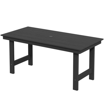 Ensemble de 7 tables à manger d'extérieur en PEHD avec trou pour parasol - 1 table et 6 chaises