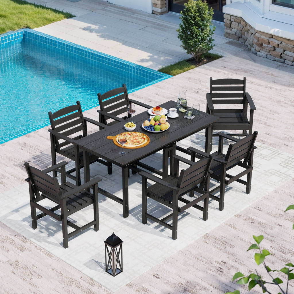 Ensemble de table à manger d'extérieur 7 pièces en PEHD