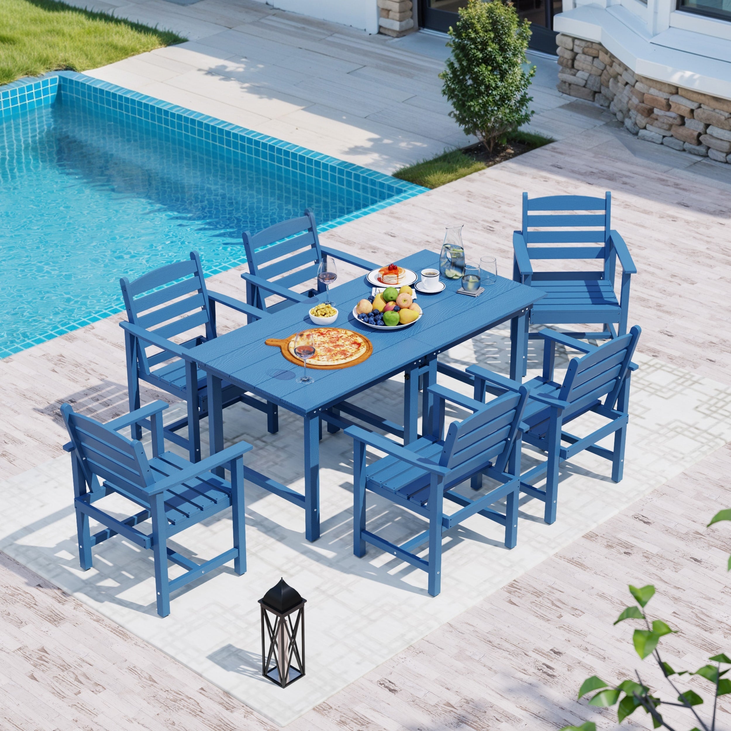 Ensemble de table à manger d'extérieur 7 pièces en PEHD