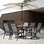 Ensemble de salle à manger d'extérieur 7 pièces avec chaises fixes et pivotantes en textilène