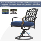 Ensemble de salle à manger d'extérieur en métal 7 pièces avec chaises pivotantes et fixes et table rectangulaire résistante aux intempéries