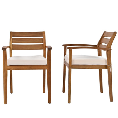 Ensemble de salle à manger d'extérieur en bois d'acacia 7 pièces avec coussins et banc amovibles
