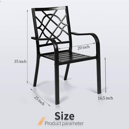 Ensemble de salle à manger d'extérieur 7 pièces, 6 chaises empilables et 1 table rectangulaire à lattes avec trou pour parasol de 1,57