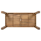Ensemble de 7 chaises de salle à manger d'extérieur en bois avec table à manger décontractée, trou pour parasol et 6 coussins amovibles