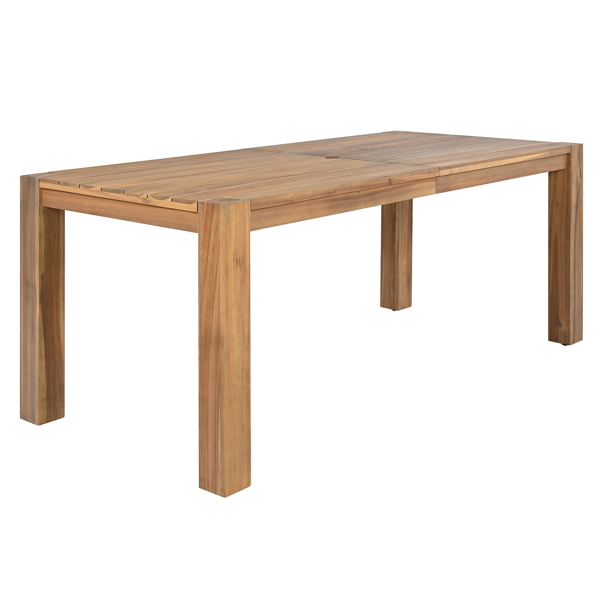 Ensemble de 7 chaises de salle à manger d'extérieur en bois avec table à manger décontractée, trou pour parasol et 6 coussins amovibles