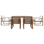 Ensemble de 7 chaises de salle à manger d'extérieur en bois avec table à manger décontractée, trou pour parasol et 6 coussins amovibles
