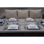 Ensemble de canapés de patio 7 pièces avec table et foyer en aluminium
