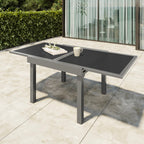 Ensemble de salle à manger de patio 7 pièces avec chaises pliantes réglables et 1 table à manger extensible