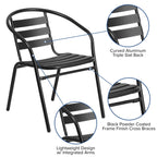 Ensemble de salle à manger de patio 7 pièces : table en verre, 6 chaises empilables flexibles