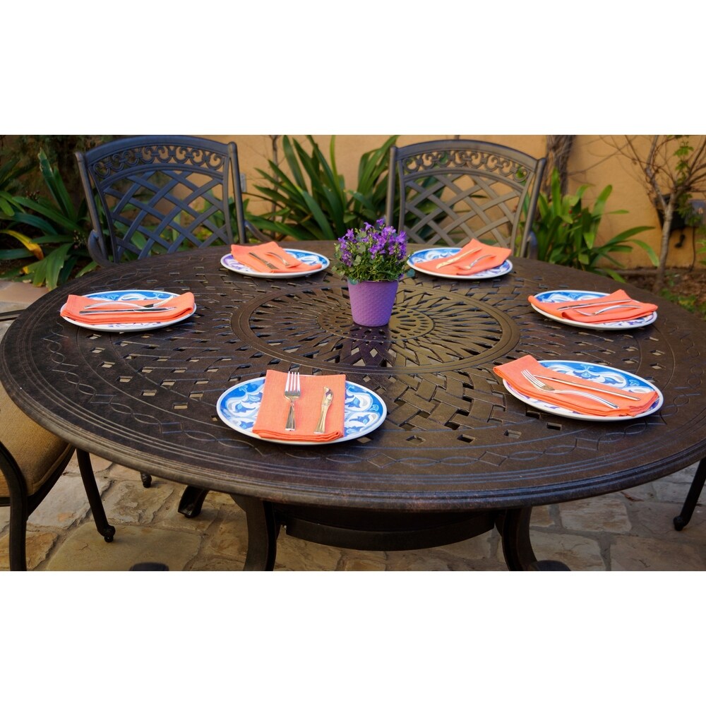 Ensemble de salle à manger de patio 7 pièces, table à manger ronde de 60 pouces