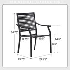 Ensemble de salle à manger de patio 7 pièces avec revêtement en métal E-coating, comprenant 6 chaises à dossier amélioré et une table en métal avec trou pour parasol