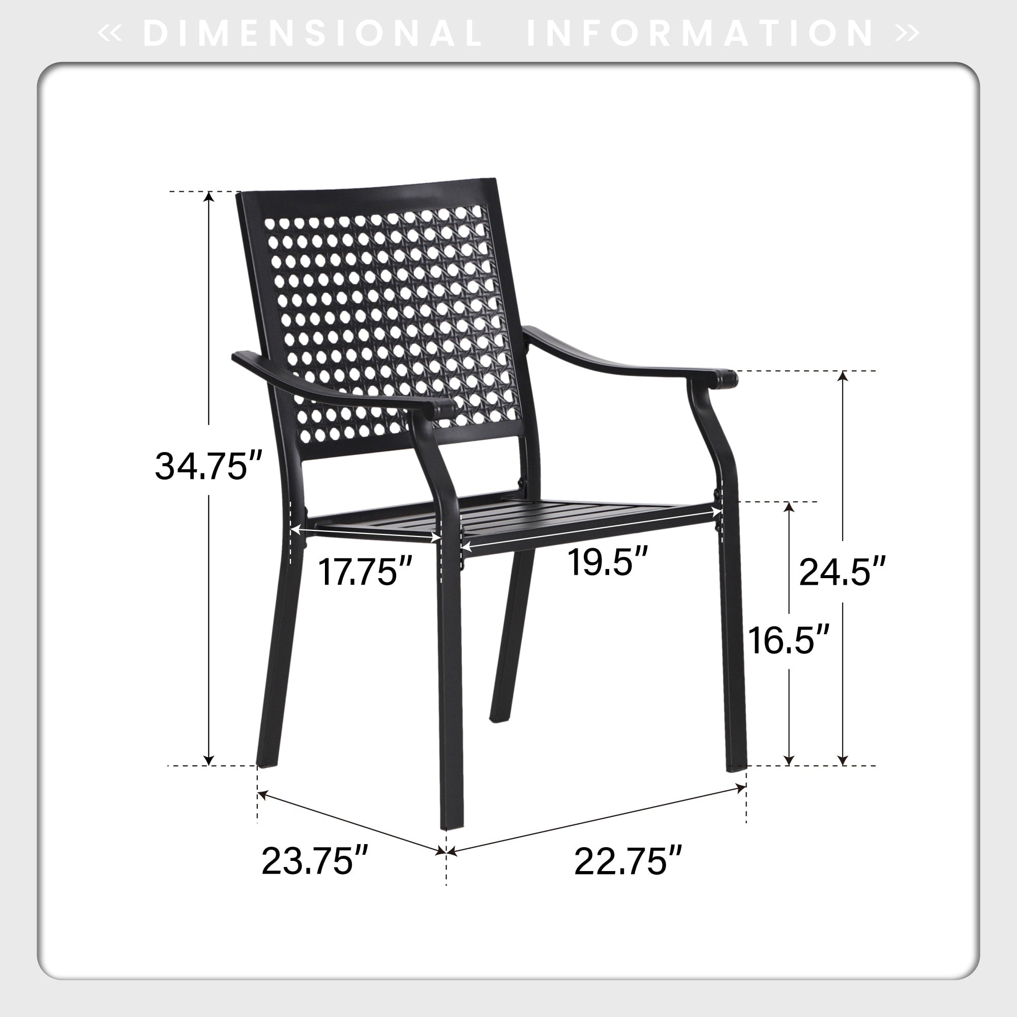 Ensemble de salle à manger de patio 7 pièces avec revêtement en métal E-coating, comprenant 6 chaises à dossier amélioré et une table en métal avec trou pour parasol