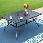 Ensemble de salle à manger de patio MAISON ARTS 7 pièces, table rectangulaire en métal et 6 chaises de salle à manger en textilène