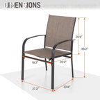 Ensemble de salle à manger de patio 7 pièces MAISON ARTS avec table rectangulaire aspect bois et 6 chaises en textilène