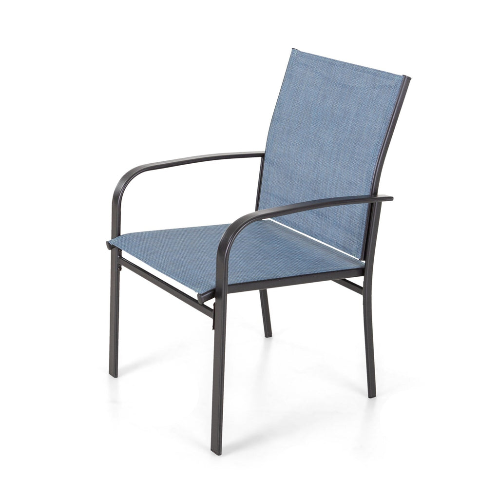 Ensemble de salle à manger de patio 7 pièces MAISON ARTS avec table rectangulaire aspect bois et 6 chaises en textilène