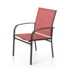 Ensemble de salle à manger de patio 7 pièces MAISON ARTS avec table rectangulaire aspect bois et 6 chaises en textilène