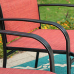 Ensemble de salle à manger de patio 7 pièces MAISON ARTS avec table rectangulaire aspect bois et 6 chaises en textilène