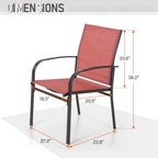 Ensemble de salle à manger de patio 7 pièces MAISON ARTS avec table rectangulaire aspect bois et 6 chaises en textilène
