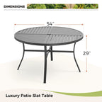 Ensemble de salle à manger de patio 7 pièces MAISON ARTS, grande table à manger ronde avec trou pour parasol et chaises à bascule en textilène à ressorts en C