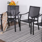 Ensemble de salle à manger de patio 7 pièces MAISON ARTS, grande table à manger ronde avec trou pour parasol et chaises pivotantes en métal