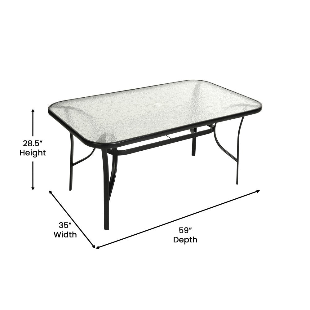 Ensemble de salle à manger de patio 7 pièces avec table en verre et 6 chaises