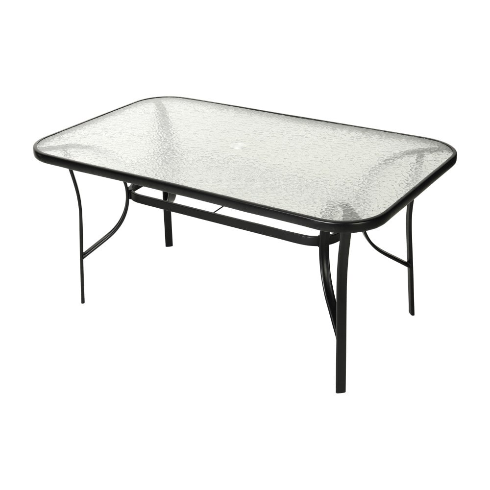 Ensemble de salle à manger de patio 7 pièces avec table en verre et 6 chaises