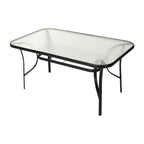 Ensemble de salle à manger de patio 7 pièces avec table en verre et 6 chaises