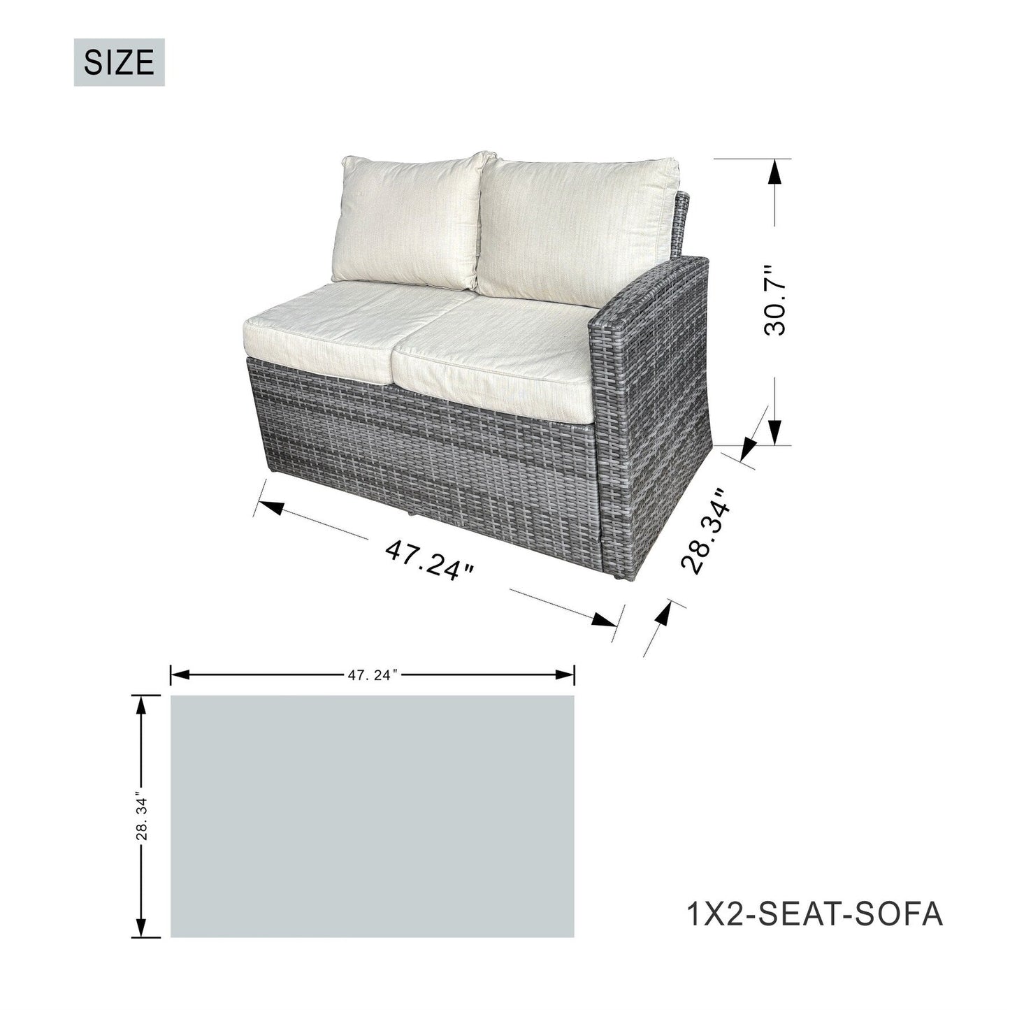 Ensemble de 7 canapés de patio en rotin avec table à manger et fauteuils en aluminium