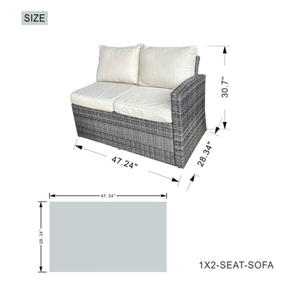 Ensemble de 7 canapés de patio en rotin avec table à manger et fauteuils en aluminium