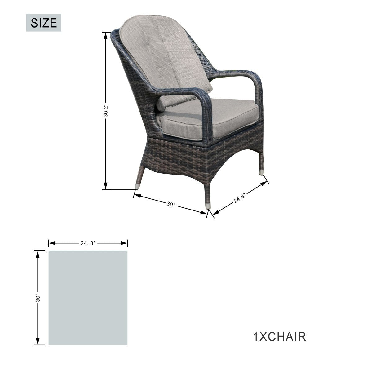 Ensemble de 7 canapés de patio en rotin avec table à manger et fauteuils en aluminium