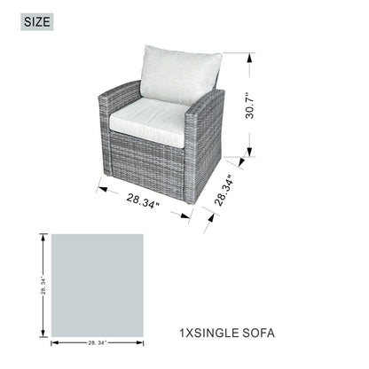 Ensemble de 7 canapés de patio en rotin avec table à manger et fauteuils en aluminium