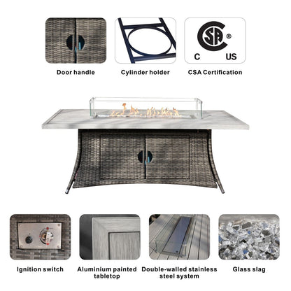 Ensemble de 7 canapés de patio en rotin avec table à manger et fauteuils en aluminium