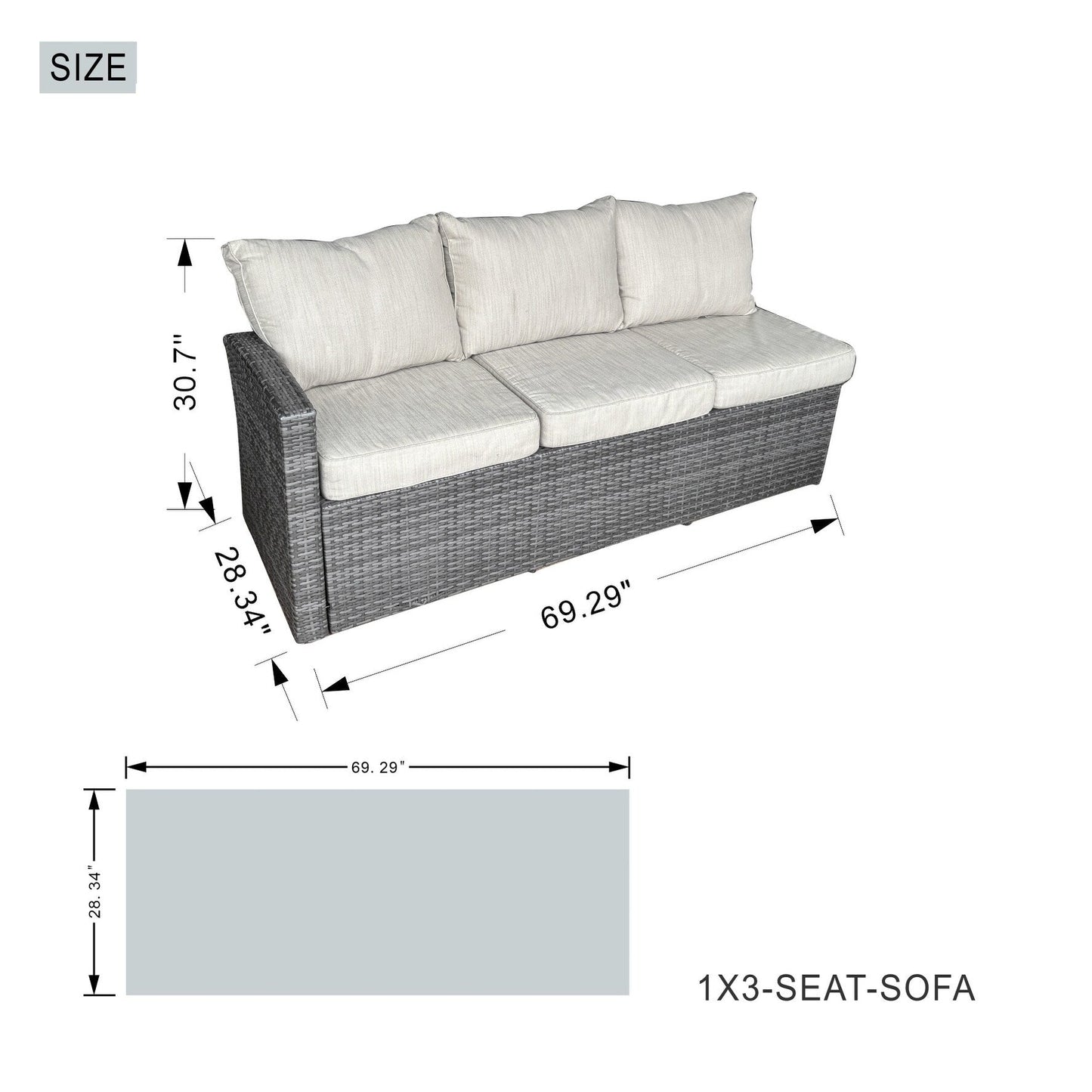 Ensemble de 7 canapés de patio en rotin avec table à manger et fauteuils en aluminium