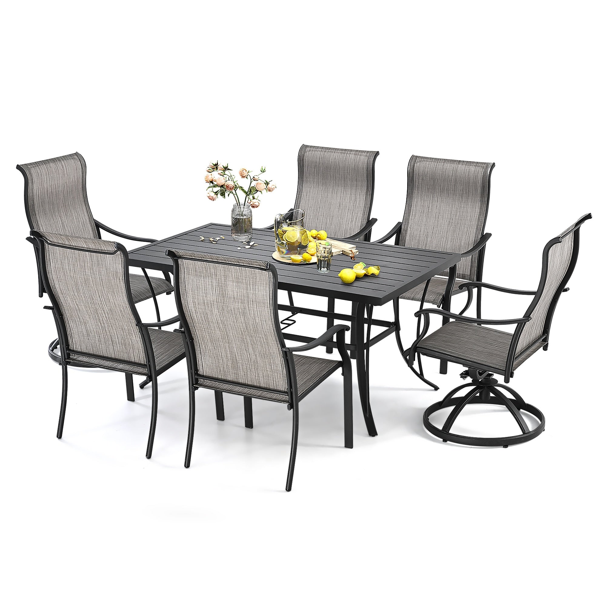 Ensembles de salle à manger de patio en textilène 7 pièces pour la vie en plein air