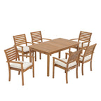Ensemble de salle à manger d'extérieur 7 pièces en bois d'acacia