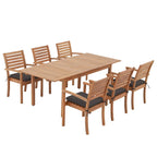 Ensemble de salle à manger d'extérieur 7 pièces en bois d'acacia