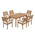 Ensemble de salle à manger d'extérieur 7 pièces en bois d'acacia