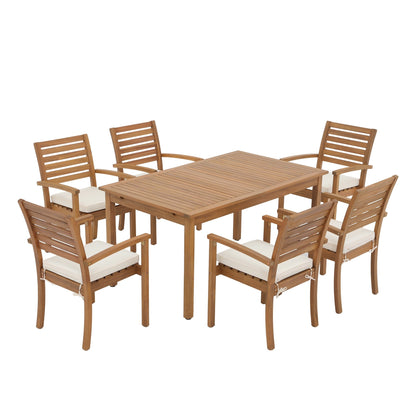 Ensemble de salle à manger d'extérieur 7 pièces en bois d'acacia