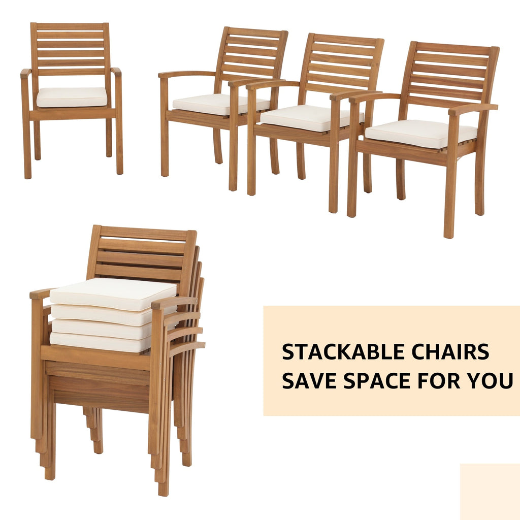 Ensemble de salle à manger d'extérieur 7 pièces en bois d'acacia