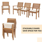 Ensemble de salle à manger d'extérieur 7 pièces en bois d'acacia