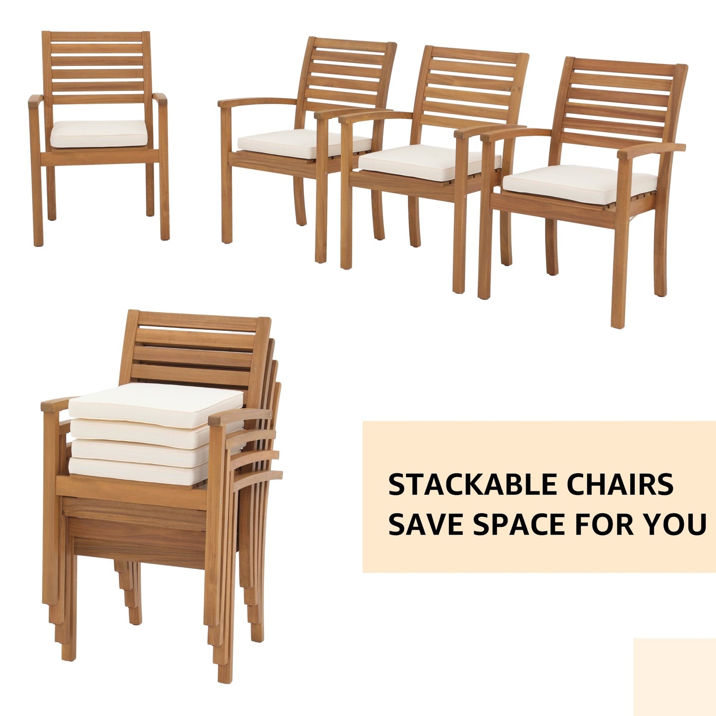 Ensemble de salle à manger d'extérieur 7 pièces en bois d'acacia