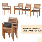 Ensemble de salle à manger d'extérieur 7 pièces en bois d'acacia